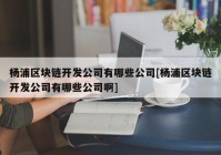 杨浦区块链开发公司有哪些公司[杨浦区块链开发公司有哪些公司啊]